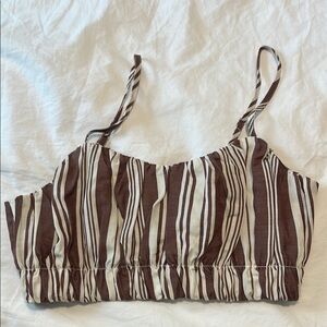 Striped Brown and Cream Women's Top